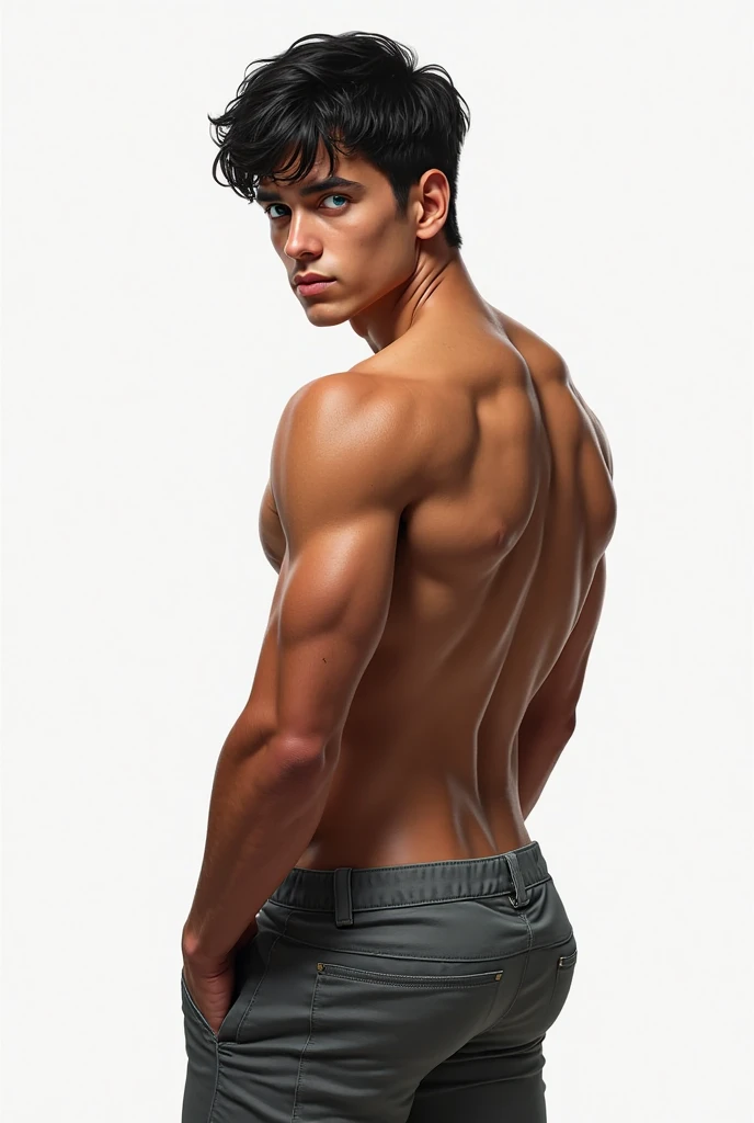 Bolivian man in underwear, hourglass body,beautiful hair ,and blue eyes 