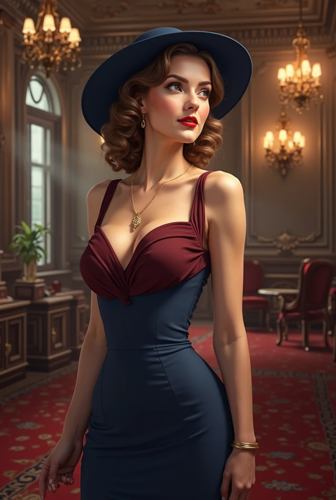 (seductive) (night blue ambience) a girl wearing a sleeveless one piece wearing knife, a cruel smile in her face, ((red lips, bright eyes, curve heir 1.5)), ((beautiful details very big breast )), (Straight round and ultra huge clevage, not sagging breast), bright eyes, modern sexy dress, updo elegant hair, ultra focus, face illumined, face detailed, 8k resolution, painted, dry brush, brush strokes, razumov style and garmash style, by Tokaito, ((Full Open )), full body, night blue ambience