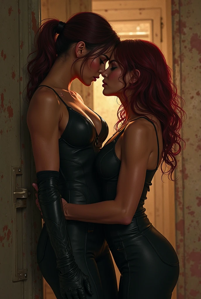 Black Widow lying on top of Gamora