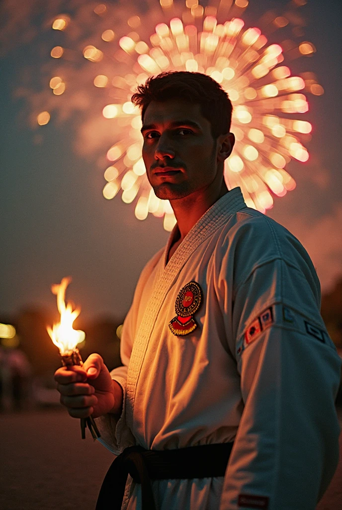 cowboy shot, bulgeJ8, portrait of TakumaKarate on the street at night, (smirk:0.8), open male kimono attire revealing his pectorals and abs, (large bulge) on his kimono pants, (looking at viewer:1.3), traditional japanese houses, festive decorations, (lanterns:0.8), night sky, (fireworks:1.05), rural,
(masterpiece), top quality, best quality, photorealistic, hyperrealism, (absurdres), sharp focus, subsurface scattering, intricate details, high quality, ultra high res, 8k, UHD, HDR, DSLR shot, 35mm, professional photography, RAW
