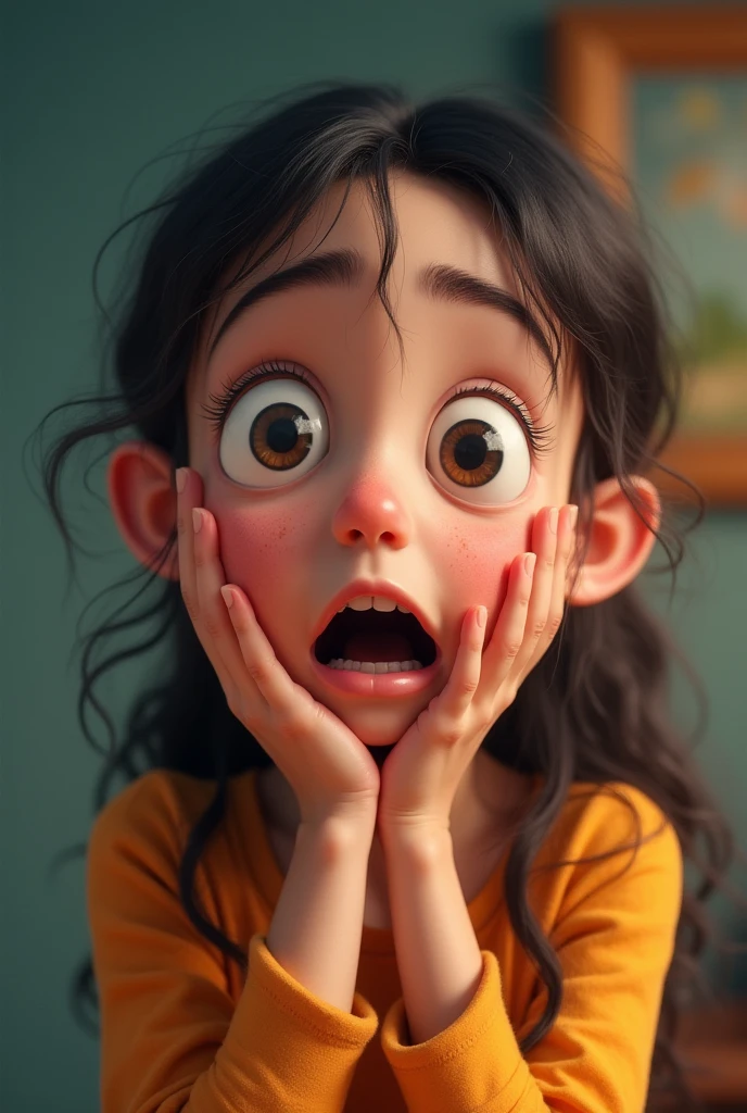 Feeling frustrated like a funny girl from a Pixar movie, more colorful and funny 