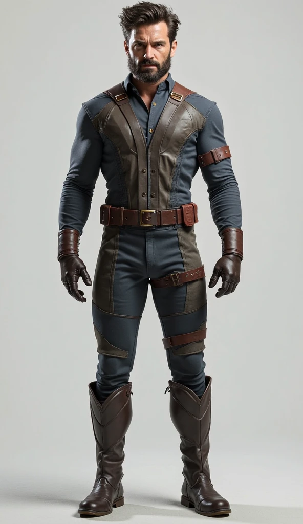 Wild West scenario, grown man, cowboy cosplay, leather hat, a rifle handle on the back, a short-barreled shotgun in his hands, mask on his face, black suit with gold, projectiles being fired, bullet belt at the waist, unreal engine 5, ultra detailed, 8k.