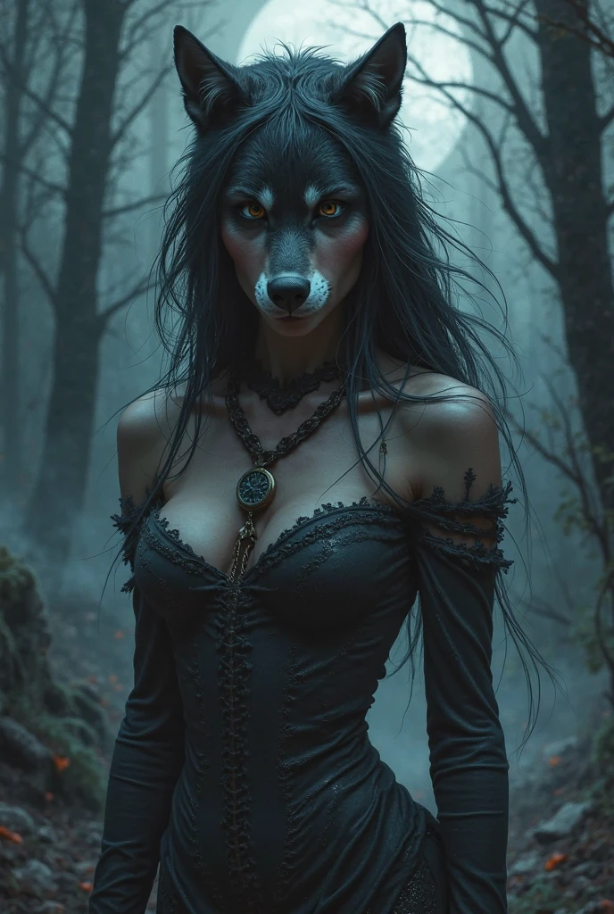 Furry, otter, goth woman otter , tiny black top, small black skirt, thick legs, black hair, black bangs, big breast