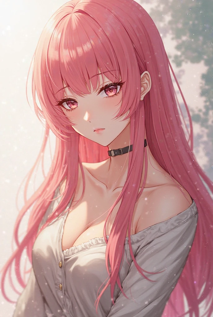 woman,pink hair,middle bust