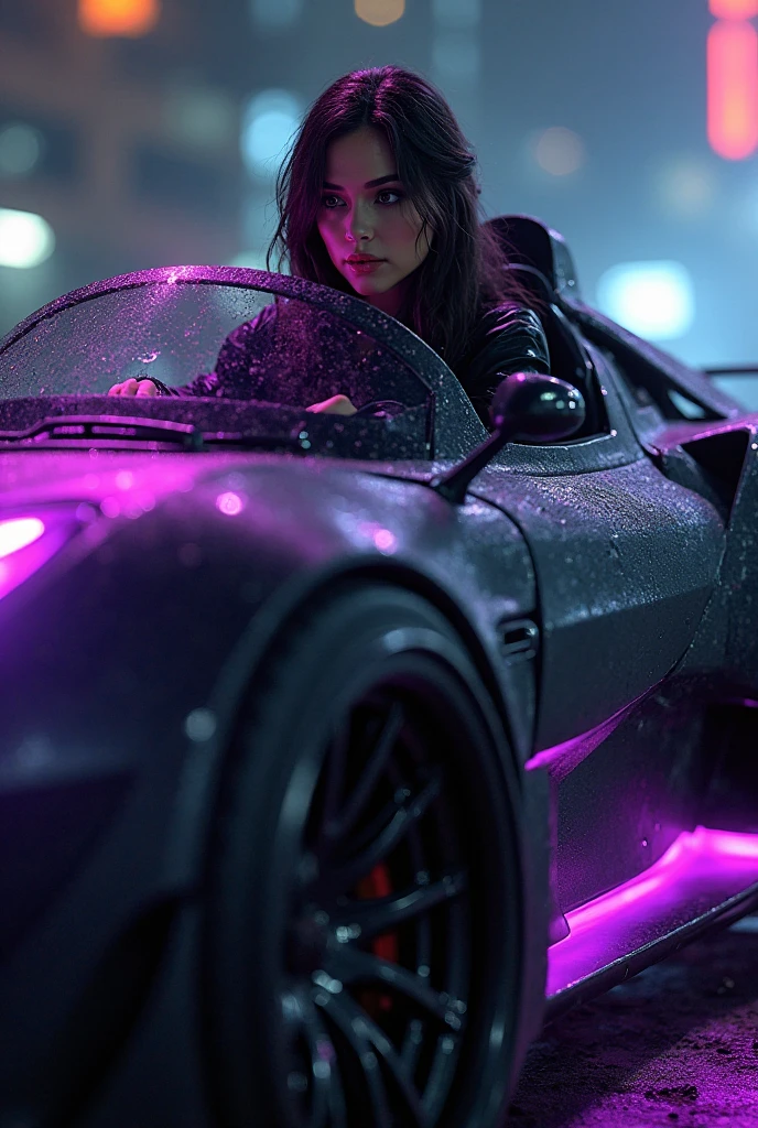 a close up of a woman in a latex outfit sitting on a silver hyper car, octane trending on cgsociety, cyberpunk femme fatale, octane. trending on artstation, octane cgsociety, cyberpunk 2 0 y. o model girl, [ trending on cgsociety ]!!, cgsociety - w 1 0 2 4 - n 8 - i, female cyberpunk
