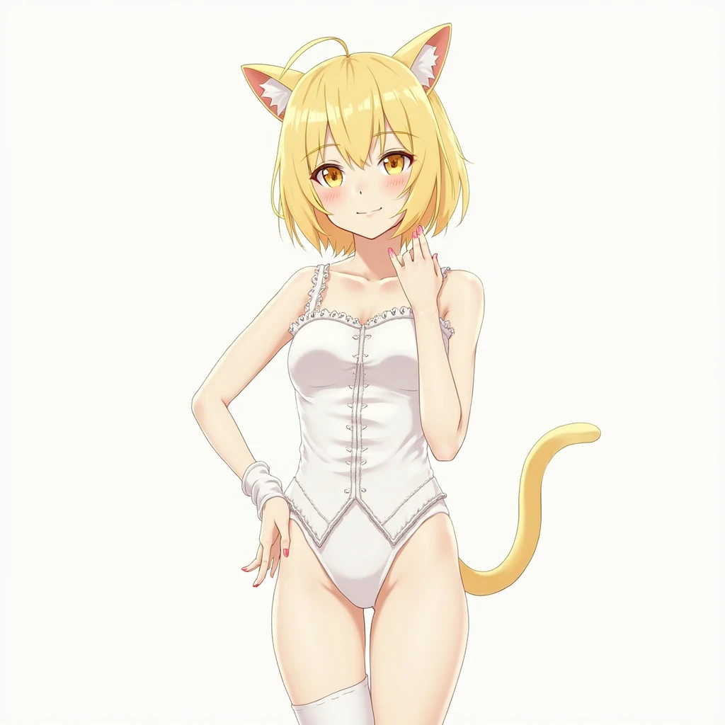 Cat-eared girl stretching