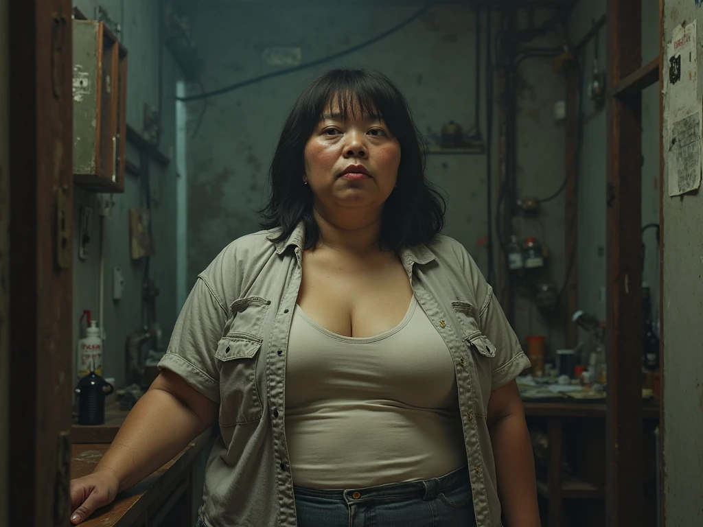 (chubby:1.5), (round belly), (thick thighs), sitting, woman, shorts, leaning back, legs spread, (best quality), (masterpiece, 4k ,ultra detailed:1.2), detailed skin texture, (blush:0.5), (goosebumps:0.5), subsurface scattering, pretty face, nose, lips, beautiful eyes, sharp focus, 8k, high definition, insanely detailed, intricate, editorial photo of a woman, shot on CineStill 800T, close up shot, 32k, cinematic composition, professional color grading, film grain, atmosphere, wondrous <lora:epiNoiseoffset_v2:1>, (beautiful face:1.2),(anime:1.2),illustration,(realistic:1),1girl,solo