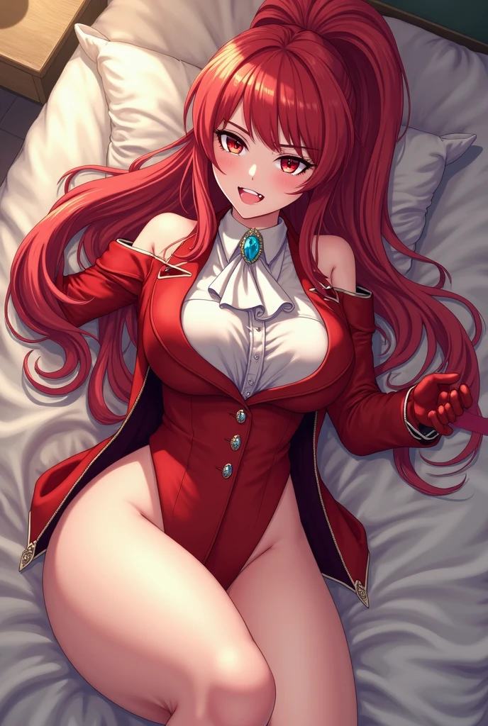 masutepiece, Best Quality, 1girl in, (karen),Red color hair, (red eyes:1.2),((bunnygirl))、((Leotard))、((embarassed expression))、((Bedroom))、((pumps))、((rabbitears))、((pantyhose))、((high-heels))