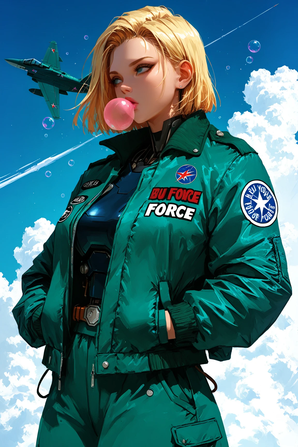Android 18 Text Typography art, English text, 1girl, android 18, Bubble gum - SeaArt AI