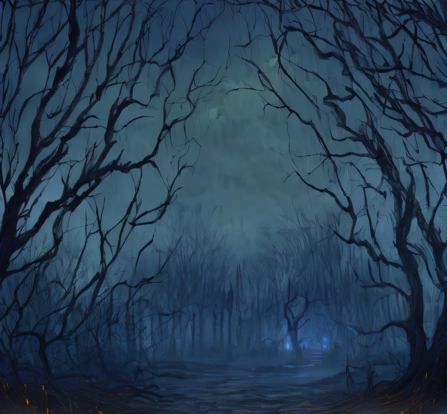 (masterpiece:1.2), (best quality,:1.2), 8k, HDR, ultra detailed, ((photorealistic)), professional light, cinematic lighting, fashion photography, ambient lighting, background, a sinister and evil forest at night, Darkness, epiCPhoto,