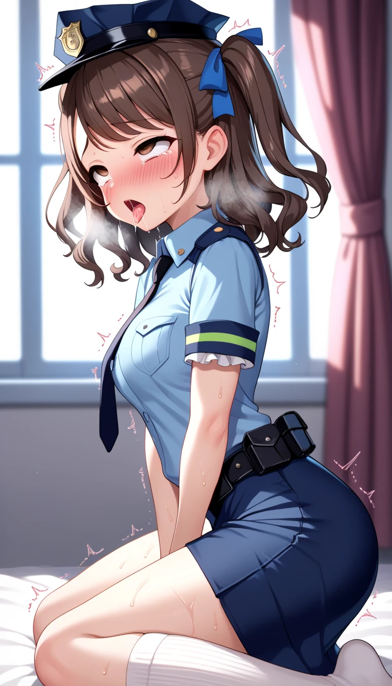 (masterpiece), (best quality), (ultra-detailed), (HD), armpits, asian girl with white dress up spread ass pussy open and fucked, 1girl, 1boy, hetero, underwear, panties, uncensored, uniform, police uniform, panties aside, police, blue shirt, necktie, torn clothes, skirt, black hair, sex, clothing aside, penis, long hair, policewoman, shirt, pantyhose, vaginal, short sleeves, white panties, breasts, blush, open mouth, black skirt, collared shirt, bangs, solo focus, clothed sex, pussy, spread legs, looking at viewer