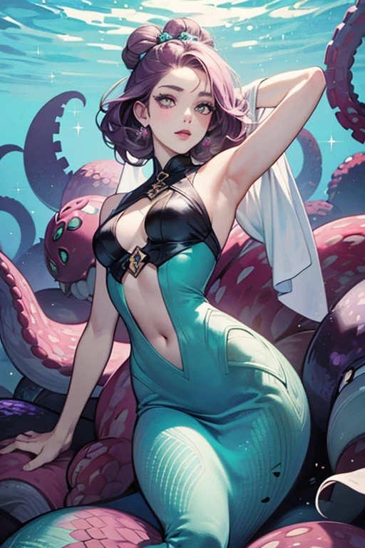 (superflat, masterpiece, flat shading), ((3 females)), Cinematic shot of lesbian sex orgy where multiple females penetrated by tentacles, (((4 girls and females))), ((tentacles on necks )), (big breasts), many tentacles, hands in panties, perfect bodies, (attacked by tentacles), sexy black underwear,, shy, (tentacles around), high contrast light on body, face in shadow, perfect composition, highly detailed, pink tentacles