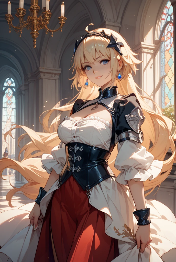blonde hair, long hair, blue eyes,big breasts ,,embarrassed,blush,naked,collar,,clenched teeths,bondage,tied up,tied wrists,