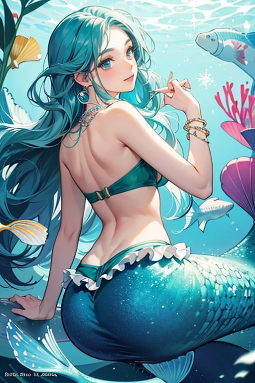 mermaid with blue hair and flowers floating in the water, beautiful mermaid, beautiful digital illustration, a beautiful artwork illustration, beautiful digital artwork, beautiful gorgeous digital art, beautiful digital art, asian female water elemental, gorgeous digital art, very beautiful digital art, closeup fantasy with water magic, beautiful fantasy art, beautiful digital painting, exquisite digital illustration, gorgeous digital painting