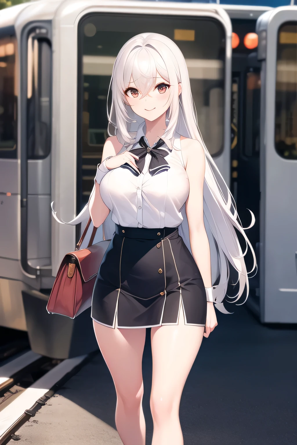  Can you draw a blue miniskirt，white sleeveless blouse，are wet and her skin can be seen through，Big Breastsでもウエストが細い，,Can you draw a blonde，nice smiles，draw a picture of a woman staring at a train，draw a picture of a woman standing in front of a car waiting，東京の地下鉄ホームでwaiting for the train女性は描けますか， ,congestion,waiting for the train，fun，Underground railway stations ，The sign hanging on the wall，{{X}},describe her expression in more detail，walking alone，              city tour              ,，（（（I'm wearing casual clothes inspired by a tourist）））， I have a SLR camera  ,（Let's draw a more delicate look），（sleeveless wool sweater），（ Pleated Legs，white panties），（That work is enough for one person {X} is very important for work）、 That's enough，frown。unless the job requires it。 {X}、 ,    An attractive 40-year-old woman takes off her uniform and jumps off,                              Big black wavy hair, ,   Big Breasts, Thin Waist ， ,   ，Faces are very important，Anime CG,       please      