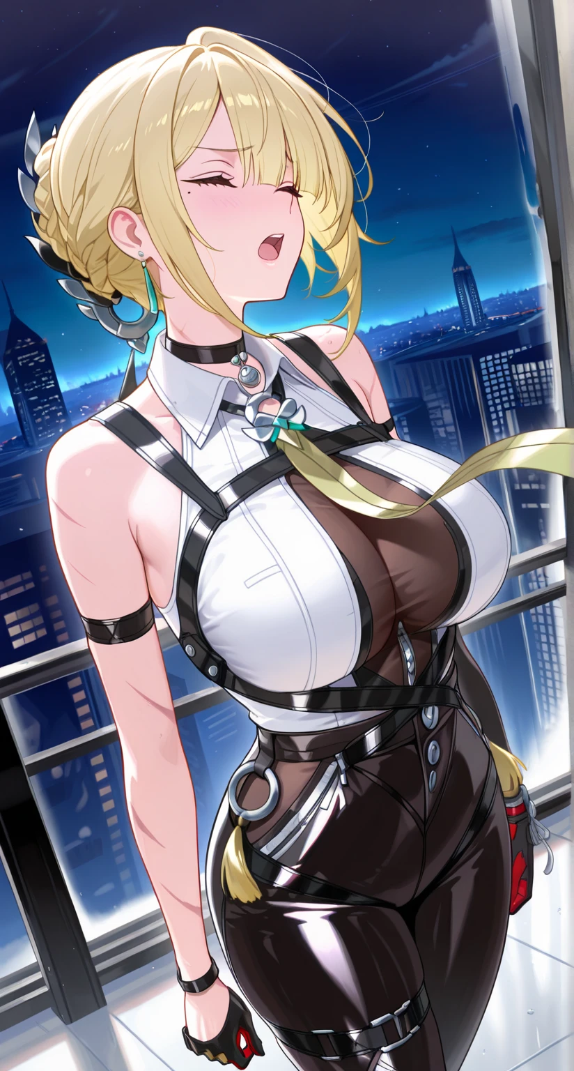 1girl, utsushimi kemii, boku no hero academia \\\\\ masterpiece, best quality, very aesthetic, absurdres, newest \\\\\\ slim body,///// ,by nyantcha,cutesexyrobutts , by khyle,,////// beautiful face, sexy, rating:nsfw,nude,naked white knee-high boots, light brown hair ,plump and glossy lips, city, looking at viewer, close-up, dark brown eyes,big tits, cap, blowing kiss, heart
