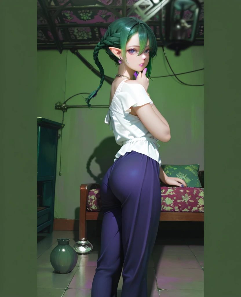 (Fotorrealista: 1.3, la mejor calidad, 8K,wet:1.3 ), ( 20 years, sudor: 1.2,k-pop idols、solo、Kimono con estampado de flores de cerezo、Miku Hatsune、pelo de color verde、de dos colas、tetas colosales:1.4、escote del pecho), piel fina, (cinema lighting), Luz tenue, double eyelids, ((un sexy、function:1.4、wet:1.1、traseros grandes、acostado en la cama、abre tu entrepierna))、(NSFW)