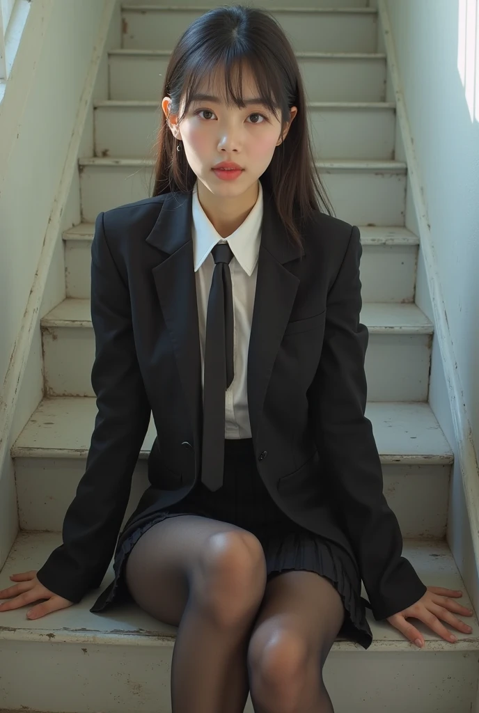 Realistic pictures of cute girls、Black School Uniforms