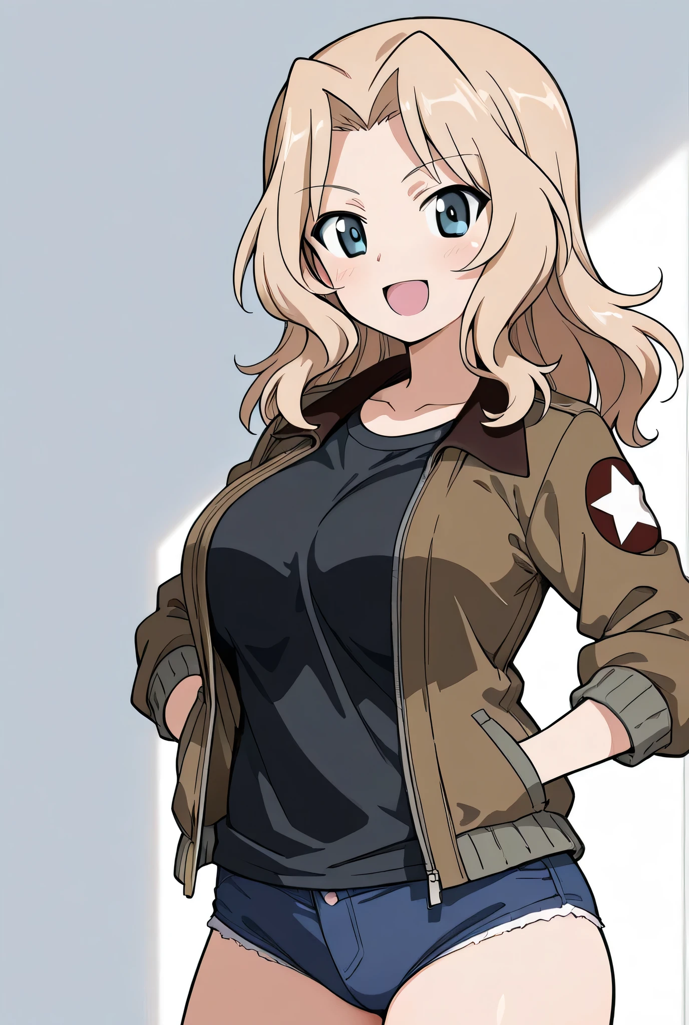kay \(girls und panzer\),saunders military uniform,cowboy shot,