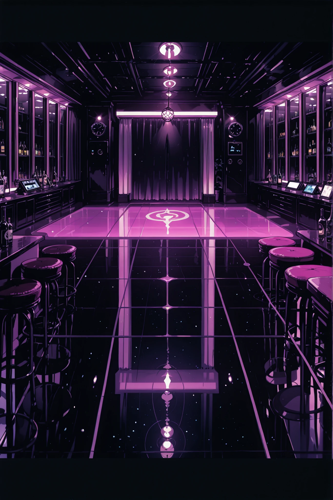 Fully illuminated nightclub room