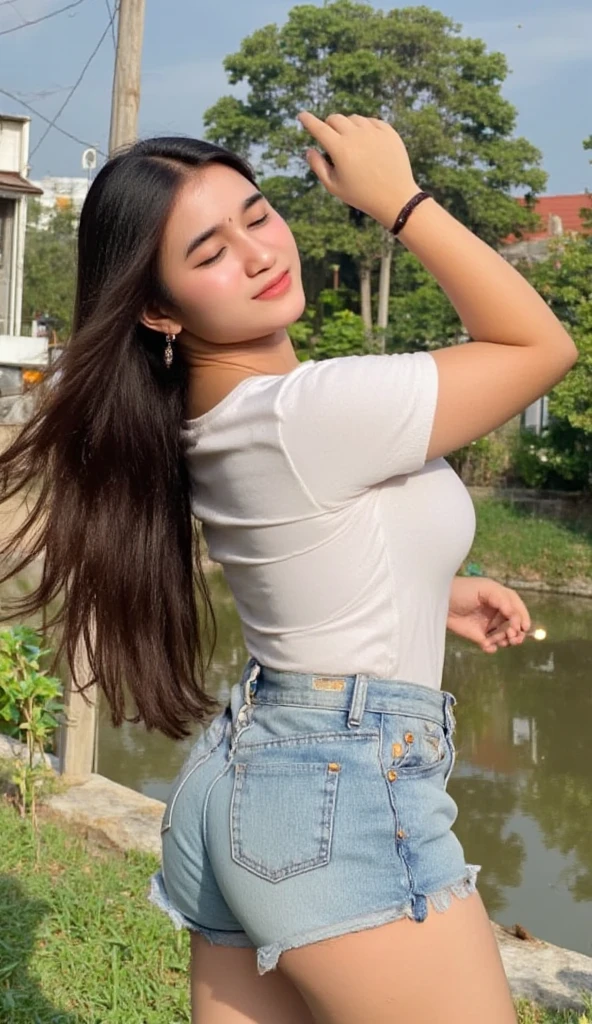 Mulher bonita perfeita, nariz perfeito, cabelo cacheado perfeito preto 