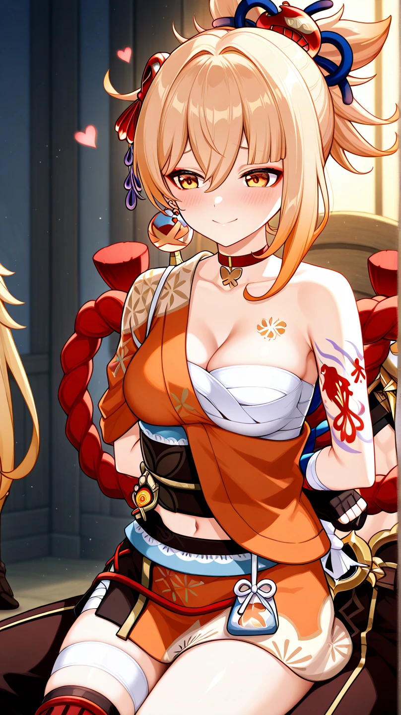 (small breasts:1.2), (perky chest:1.2), (pointed chest:1.2), (Pudding cake magazine cover:1.3),(from above:1.0),(fromside:0.9),masterpiece, 1girl, Amazing Cleavage:1.1, thin waist, optimum,tmasterpiece,hight resolution,best qualtiy,hyper HD,super detailing,awardwinning,16 K,solo,(The upper part of the body),anatomy correct,Beautiful cyberpunk girl,Cowboy Shot,cute face,a blond,Longhaire,Twin-tailed,Braids, Hairline,(scarlet eyes),long eyelasher,Hanging eye corners,White skin of the,shoot from the side, ((see through camisole:0.1)), ((Sheer nipples:1.0)),Rocket Tits,(Slim body),smile,seductive weak smiling,(with sparkling eyes and a contagious smile),open mouth, Looking at Viewer,