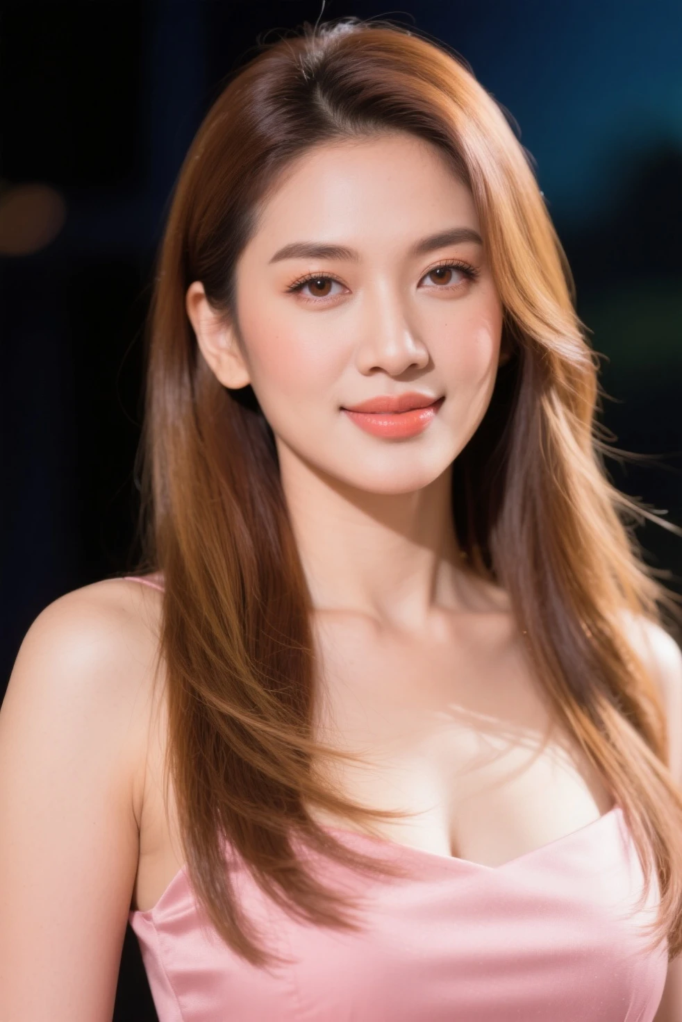 (realistic、masterpiece、Best Quality、8K、highres、high resolution:1.3)、1 glasses girl、 Huge breasts、smile, white bikini、pale white skin、looking at viewers、super fine face and eyes、long blonde hair、indoor、 upper body、