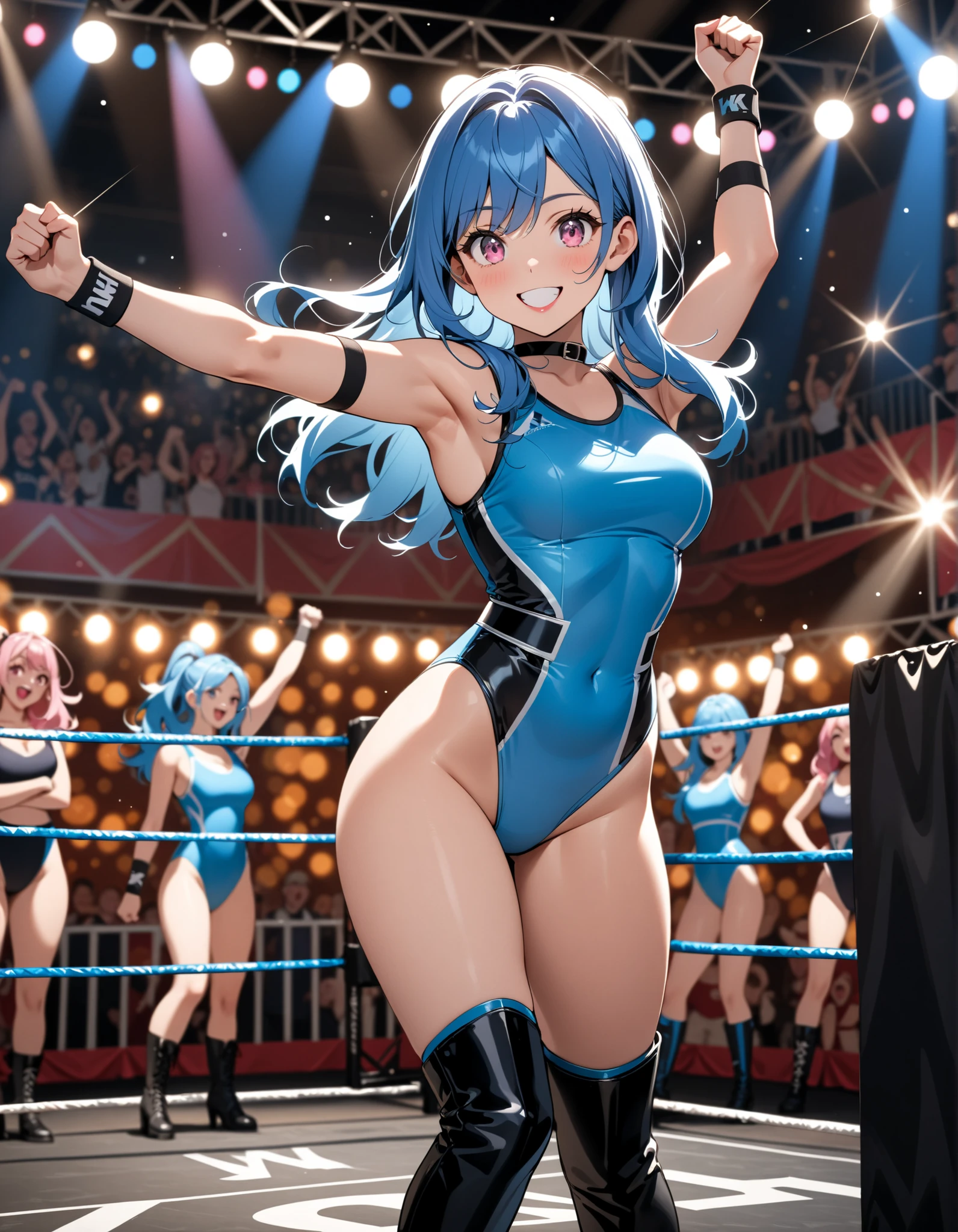 a baby face、teens girl、concert、Tight clothes、Overexposed、Full nipple visible、Full visible、opening legs、Seats、Blue-haired
