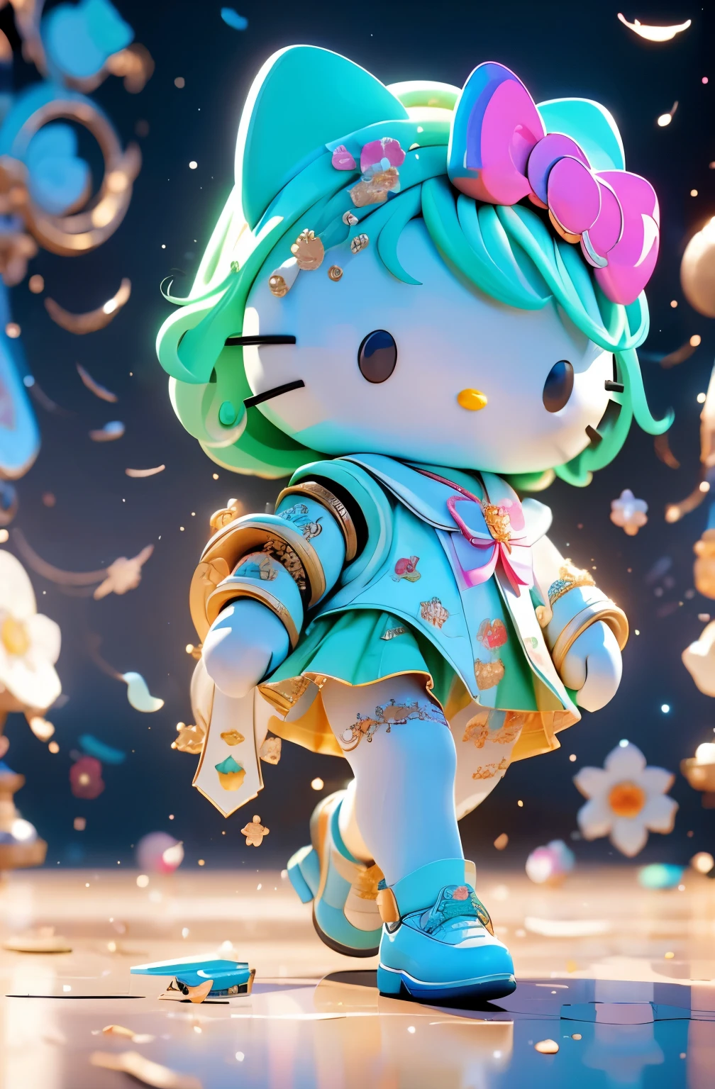 masterpiece, Highest Quality, details, 3D, ((uniform, sailor suit)), ((hello kitty))、(fashion show)、 ((walking on the runway)), ((audience)),masterpiece, Highest Quality, Highest Quality, Movie Lighting, ( Stereo lighting ), 極めてdetailsな CG unity 8kの壁紙, Concentrated, 極めてdetailsな, surreal , photorealistic looking at it from your feet, (high definition:1.2), (high contrast), detailsで複雑な, Instagram, Portrait, 非常にdetailsな, Digital painting, Art Station, Fantasy Clothes, smooth, Movie Lighting, Staring at Viewers, (standing), ((Hipshot:1.6))