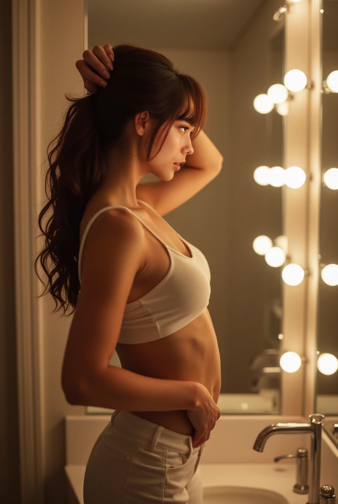Sexy girl getting ready to make an adult film 
