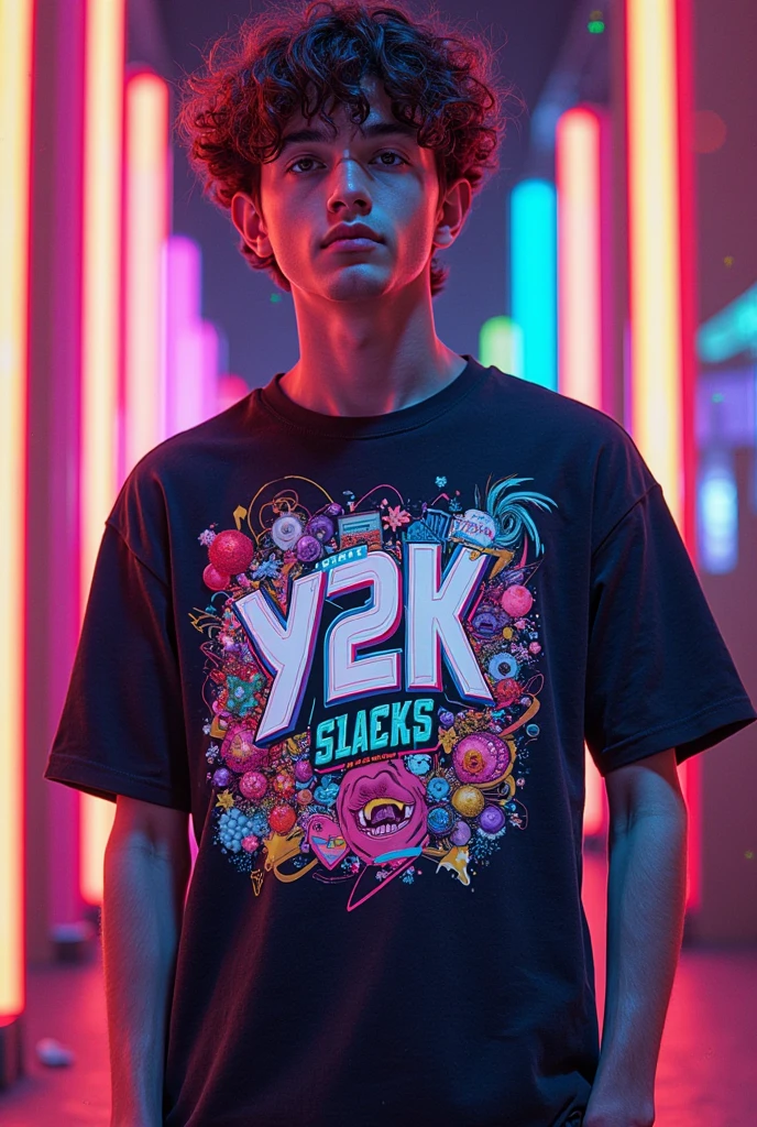 create a y2k shirt that shows it side and back view