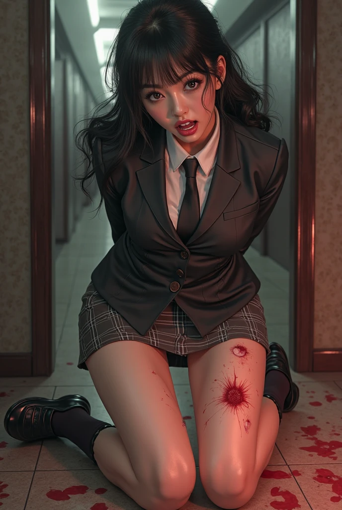 sexy, ada wong (resident evil), short hair, looking at viewer, penis, lora, blowbang, multiple men, bukkake, kneeling, cumshot, semen, facial, cum, cum on face, cum drenched, jizz, cum on clothes, illustration, ass, beautiful, big ass, penis in mouth, fellatio, blowjob, deepthroat, facefuck, dick, (((fully clothed))), satin skirt suit, shiny clothes, pinstripe skirt suit, tailored suit, (((three-piece suit))), (((necktie))), (((dress shirt))), blazer, ((suit jacket)), ((waistcoat)), double-breasted waistcoat, ((bodycon skirt)), ((pencil skirt)), bare legs, cufflinks, pocket square, high heels, ((red lipstick)), makeup, running makeup, running mascara