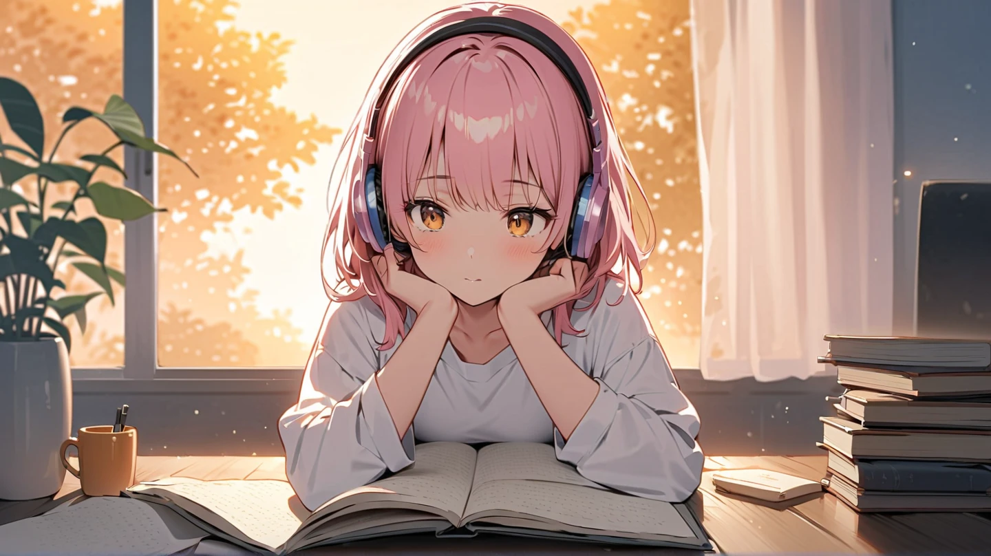 masterpiece,best quality,highres,ultra-detailed,
casual oufit, upper body, sit, loffy girl, headphone, listening music, reading book, windows, night
(((pixel-perfect, detail-perfect))), solo, 1girl, <lora:momo-virginrd-01:0.8>, momo, looking at viewer, smile, :d