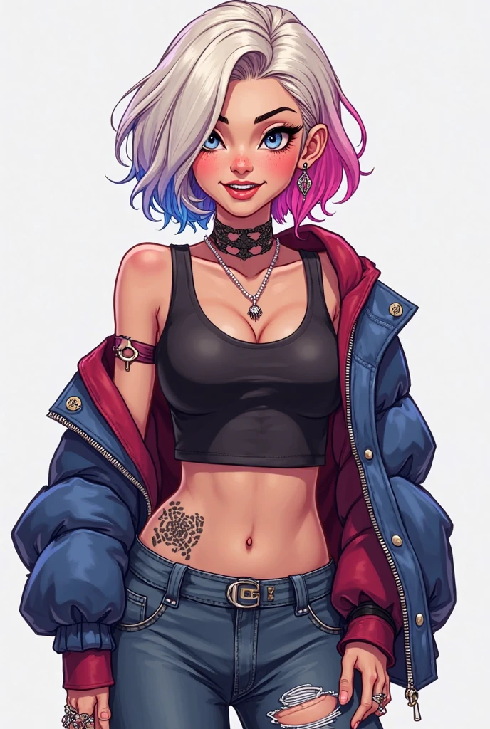 gritty candid raw full-body photo of a young 20 year old beautiful woman, big lips, hourglass body, high cheekbones, playful, American, busty, short pink hair, realistic skin texture, boho-chic, flawed skin, shot with Sony Alpha A6500 1