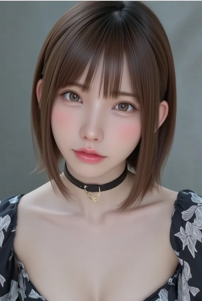 (thin eyebrows)、(((((closed mouth)))))、((Very strong sunshine))、((((beautiful silver hair))))、((small head))、(beautiful silver hair with short wavy:1.2)、full body shot、(((8K, Raw photo)))、 (((Same face as cosplayer))),(Photographed from above in High resolution 8K)、(very delicate and beautiful)、(masterpiece)、(highest quality:1.0)、(超A high resolution:1.0)、realistic shadow、[High resolution]、 fine skin、Super detailed、(beautiful hair)、Photoreal、lifelike face、big breasts thin waist、realistic eyes、small eyes、looking at camera、(((between the breasts)))、(eyeliner)、(mascara)、 lips with pink lips、((Looks very happy))、show your shoulders、Complex patterns and transparent materials、artistic depiction of an attractive woman, Emphasizes an attractive silhouette。That scene is、、bask in the hot sun、Makes you feel the delicate beauty and charm of nature。(((intricate details))、advanced details、choker、NSFW,((highest quality、8K、masterpiece:1.3))、sharp focus:1.2、 (((Enamelled purple and silver corset)))、
