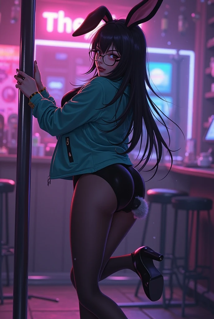 Sexy; beautiful; female; stripper; tease; not ; self harm scars; long brown hair; blue and green heterochromia eyes; strip club; pole dancing; cocky; flirty