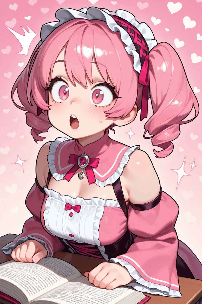 detailed、超detailedな、masterpiece、highest quality、beautiful feces、detailed eye、 (two girls:1.4)、Two succubi、(twins:1.2)、(night:1.2)、short haired、(pink ribbon:1.1)、(two side up)、pink tie、pink bra、earrings、(school uniform.1.1)、suspicious face、light pink hair、(Pink Room)、malicious smile、Bruises and ugly facial features、young features、(:1.2)、long sleeve、(fluffy sleeves fluffy hair、(open your mouth and smile)、Elementary school girl、low length、Chiquita、big breasts、 big 、(Put your hands on your face)、Burikko、Ruffled uniforms、Barrette、(laugh at:1.1)、look down、view from below、Being looked down upon by girls、(view from below:1.2)、super huge boobs、(Pink heart symbol:1.5)、(lump of heart:1.5)、(heart effect:1.5)、(heart mark:1.5)、devil's tail、devil's tail、Succubus、(super huge :1.3)、 big 、(heart tattoo:1.3)、Yodare、devil's tail、breast matching