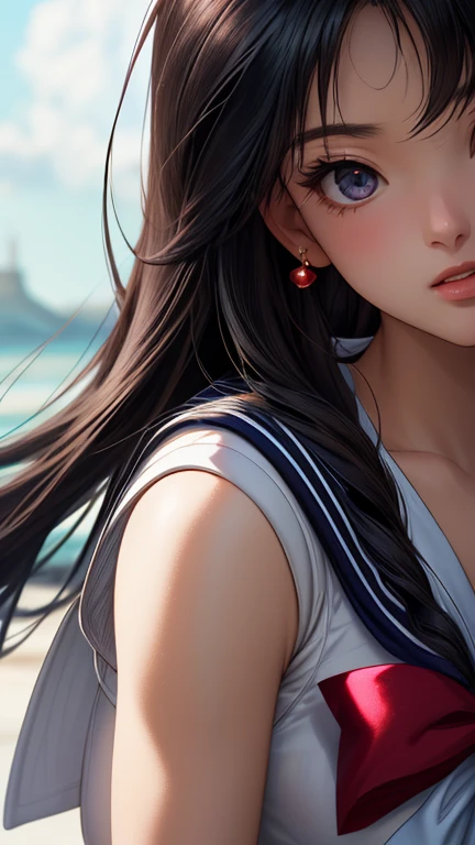 a beautiful smiling Sailor Moon, detailed portrait, magical girl in a peaceful morning sunrise, beautiful detailed eyes, beautiful detailed lips, extremely detailed face and expression, long eyelashes, intricate sailor uniform, shimmering magical girl energy, warm golden sunrise lighting, vibrant colors, cinematic composition, photorealistic, 8k, best quality, highly detailed