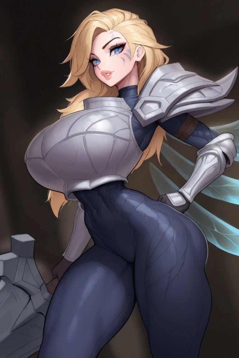 Mature woman, solo, light skin, medivial, female gladiator, makeup, blonde, mascara runs down, ruined makeup, big lips, torn gold armour, scars on the body, 1boy, penis in ass, sex, doggy style pose, side view, night, desert, slap mark on ass