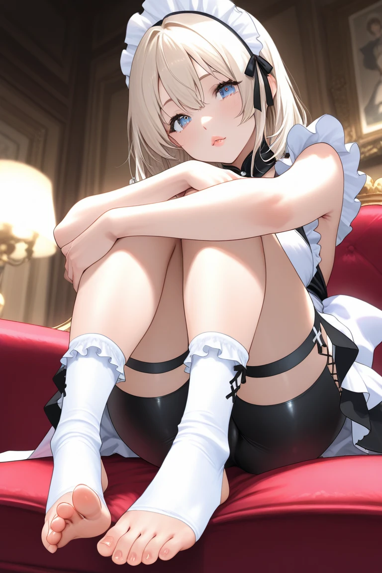 (masterpiece, best quality:1.2), 8k, 85mm, official art, raw photo, absurdres, platinum blonde hair, (blue eyes, lolita fashion, sweetlolita, gothic, dress:1.2), idol face, beautiful girl, gardeniass, short sleeve, sitting, knees bent, tight panties, camel toes, elegance, sophisticated, gardenia, looking at viewer, film grain, chromatic aberration, sharp focus, facelight, dynamic lighting, cinematic lighting, detailed face, bokeh background