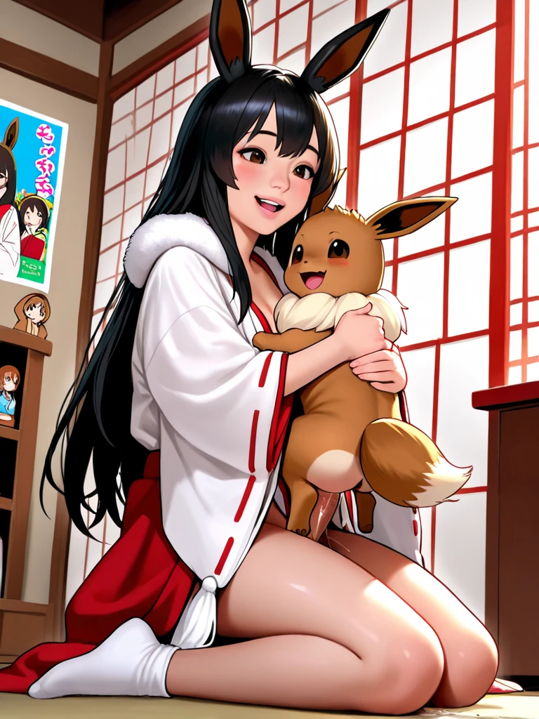 One Girl、Human Girl、Black Hair、Long Hair、kimono、白いkimono、Scarlet Hakama、破れたkimono、bestiality、On all fours、Animal rabbit、A lot of rabbits、Huge rabbit dick、Huge rabbit penis、A lot of rabbitsとセックス、Sex with a giant rabbit、2-hole penetration、Intense sex、A penis as big as your arm、A dick as big as your arm、(Huge penis:1.6)、It's in the girl's pussy、The girl's belly is swollen with cock、A lot of semen、Girl's Ahegao Face、indoor、大型theaterの中、theater、On the circular stage、(at the center of a circular stage)、(freak show)、A large number of spectators、A large number of people々、The masses々Being seen by