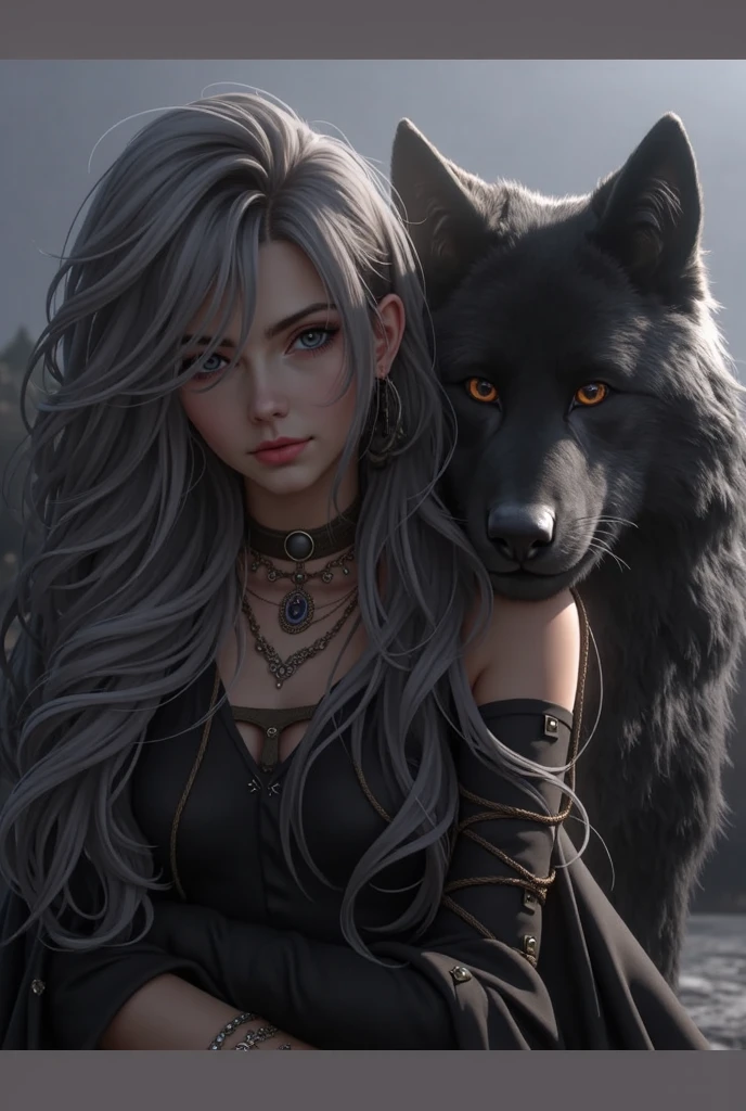 (absurdres, highres, ultra detailed), 1 male, adult, handsome, tall,, finely detailed eyes and detailed face, black leather pants, no shirt, open chest, night, smile, dutch angle, long white hair, (((wolf ears))), earrings in wolf ears, wolf white tail, moon, forest, black horns in his head, silver details, earrings, black chocker, gothic, dark, black simple dress, looking at the view, pale skin, yellow detailed eyes, eyeliner, dog collar, --auto