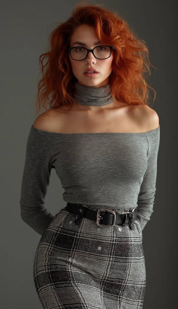 1girl in, age19, Solo, Aesthetic artwork, irish redhead, wavy ginger hair, shoulder length ginger hair, gray eyes, light grey eyes, some small freckles, pale skin, B-cup, medium sized breasts, runners body, detailed skin texture, sitting in a coffee shop, cozy vibes, in winter next to a chimney (extremely detailed 8k wallpaper), soft lighting, high quality, film grain, Fujifilm XT3 sharp focus, f 5.6, 50mm, High Detail, Sharp focus,(natural light), whitelong sleeve crop top, light green khaki pants, brown utility belt, crazy details, complex details, hyper detailed