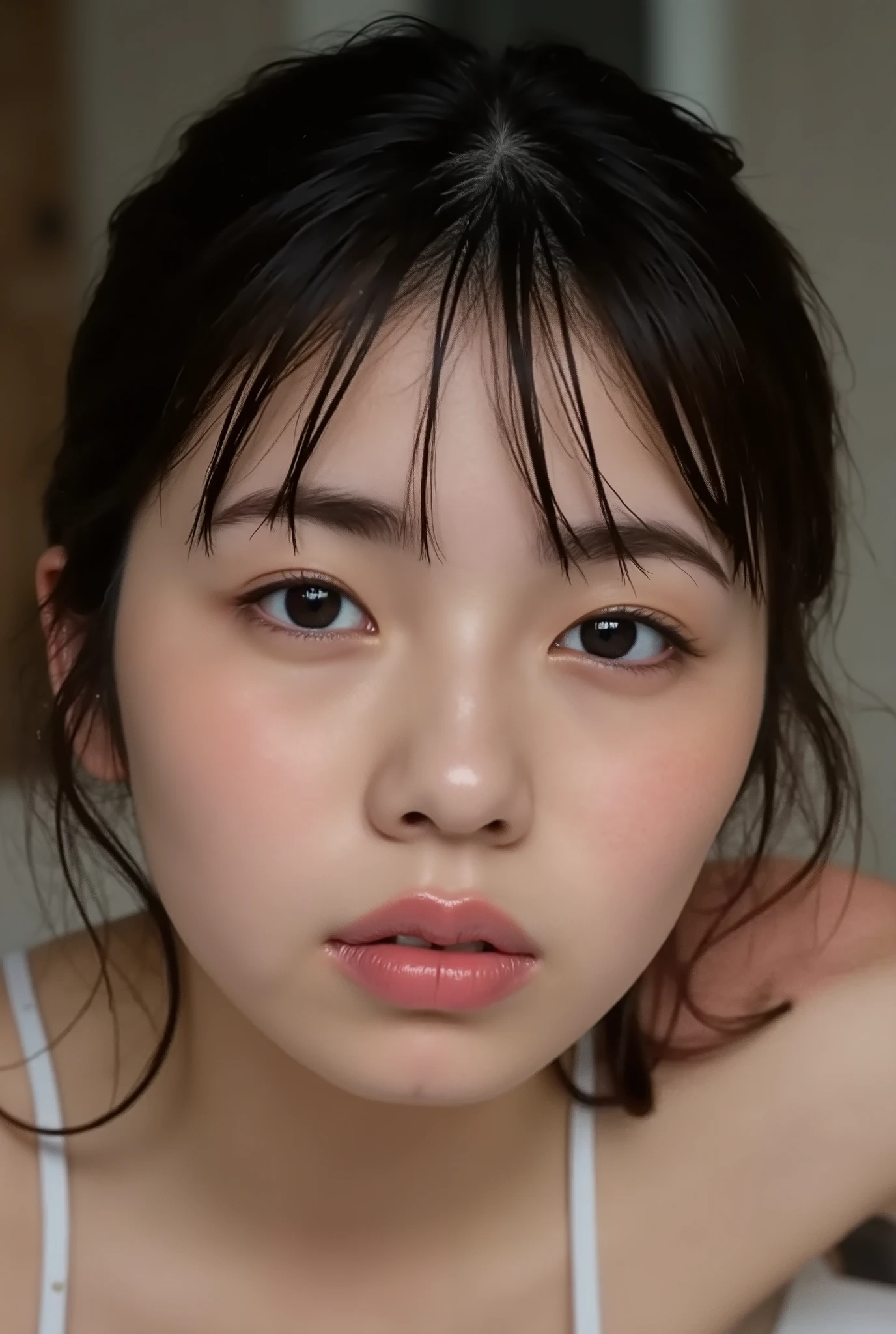 (( Highest Quality )), ((masterpiece)), ( details), First-Person Perspective ,1 adult female, sexy,( having sex in the bedroom ),((Outrageously huge breasts, black hair)),((Big Breasts, completely naked, short bob hair, black hair)) , (( unadorned))