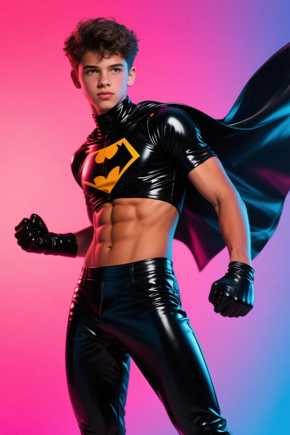 Batgirl costume, cool handsome young femboy