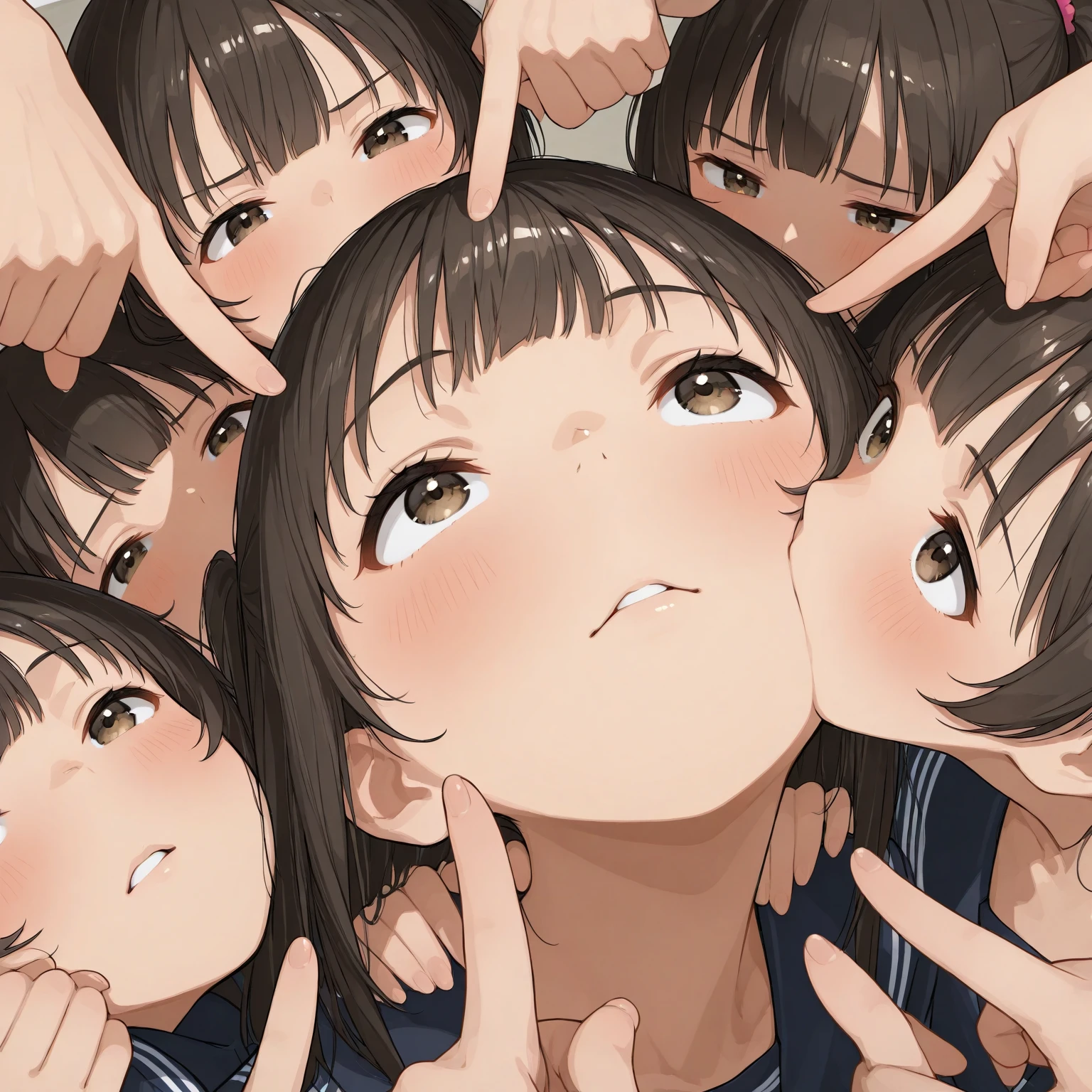 Junior high school nudist、ride on group,sexual harassment party、Greet with a strong hug、The joy of laughing out loud、in group photograph、uproar