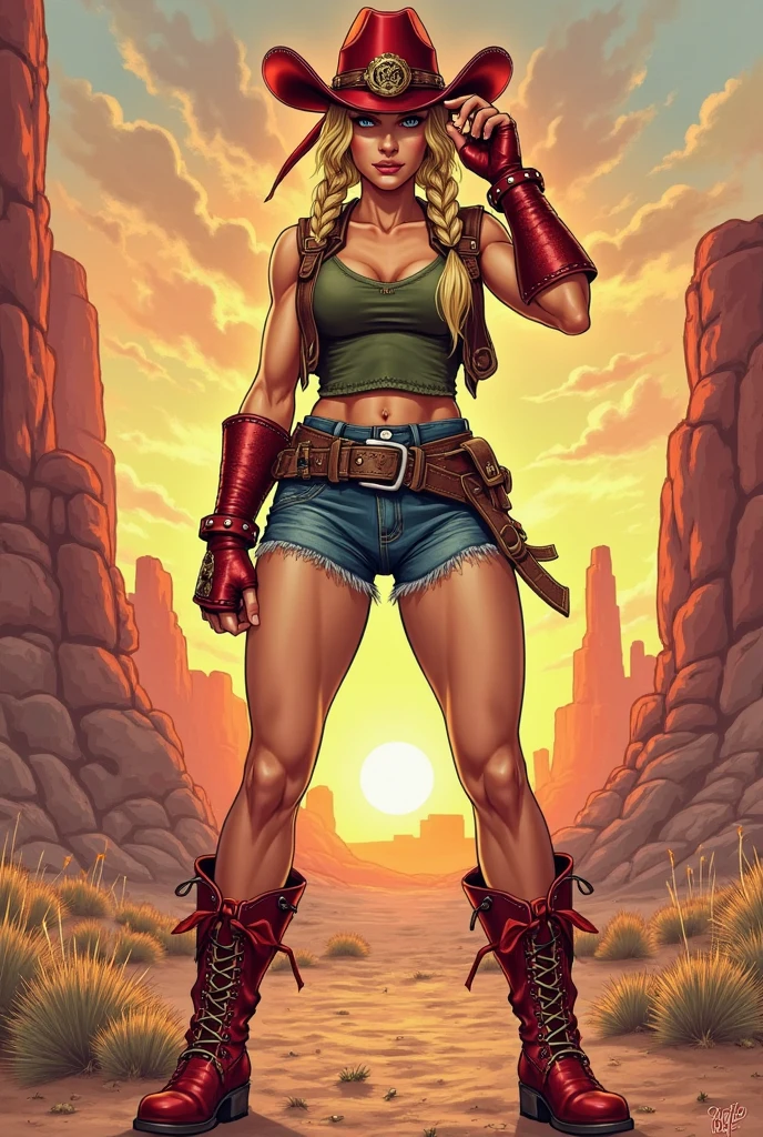 doom,Meaty thighs,Poster Style,Insgram,posture,shorts,western metal,Beautiful breasts、Huge breasts:1.4,Full breasts,Happy expression