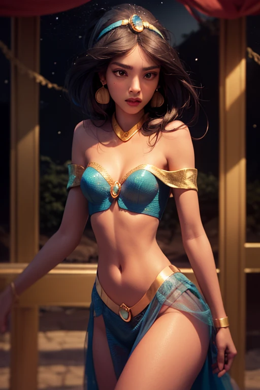 ((full body)), (((head to toe))), 1 female, solo, beautiful blushing slender Queen of Mercury (((with chignon hair))), small bust, narrow waist, thin legs, (((against Mercury starry sky background))), (((gorgeous water brassiere, loincloth))), aquamarine necklace, aquamarine tiara, veil, (((American comic style with dark contours))), (((art by J. Scott Campbell)))