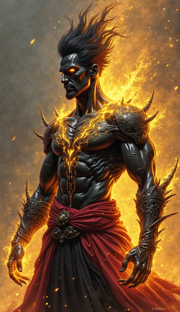 mulato black male god of magic conjuring a spell , half body, five fingers hand, fairy lights, comics, full color, 3/4 view, fantasy, highly detailed, intricate, 8k, illustrated by moebius and artgerm, high-quality --auto