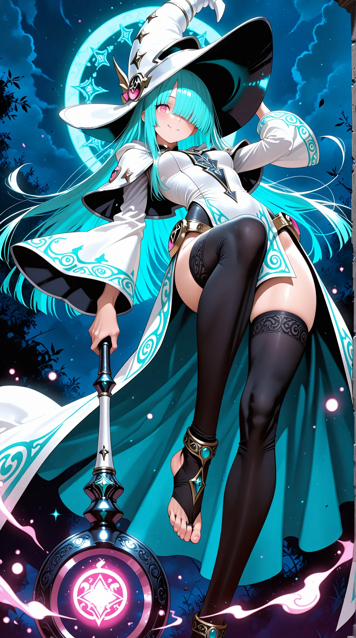 4K,High resolution,One Woman,Blue Hair,long hair,Big Breasts,Swordsman,Blue high leg leotard,White gloves,White shoes,hair band,Jewelry decoration,Long sword,Medieval town
